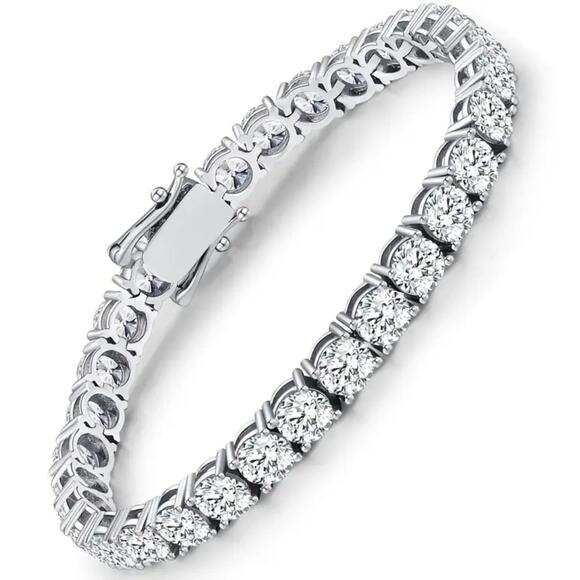 18KGP MOISSONITE TENNIS BRACELET 4MM D Color VVSI 925